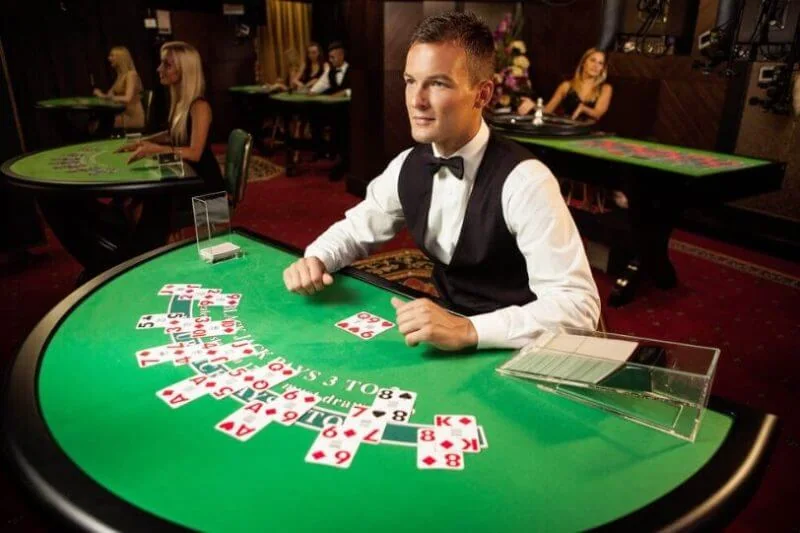 Tampilan ruang meja live WINTER4D dengan dealer di depan kamera