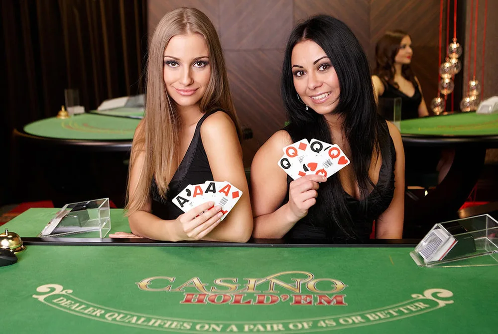 Dealer live dan panel informasi meja pada layar kasino