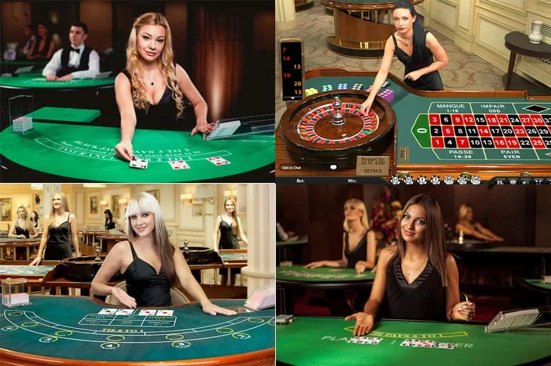 Antarmuka kasino live mobile dengan area meja dan kontrol permainan